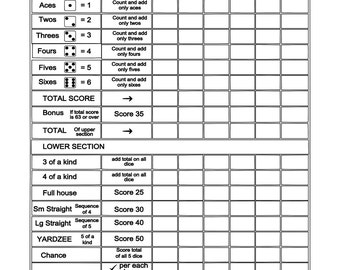 Yardzee scorecard Etsy picture relating to Yardzee Score Card Printable Free named Yardzee scorecard Etsy